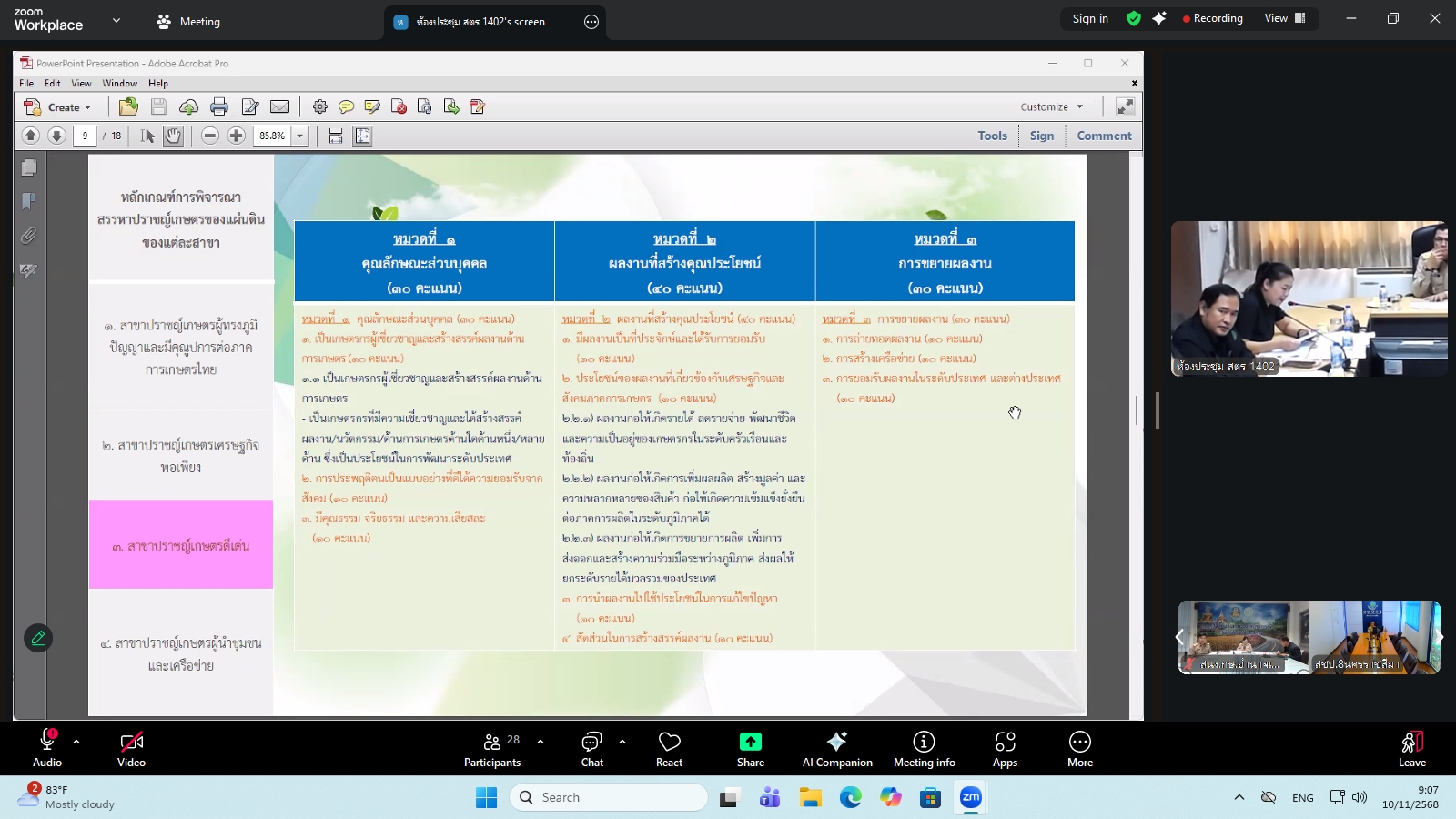 title - ผู้ตรวจราชการ ส.ป.ก. ร่วมประชุมคณะทำงานสรรหาปราชญ์เกษตรของแผ่นดินระดับเขต ประจำปี 2569 เขตตรวจราชการที่ 14 ผ่านระบบประชุมทางไกลออนไลน์ โดย Application Zoom Meeting
